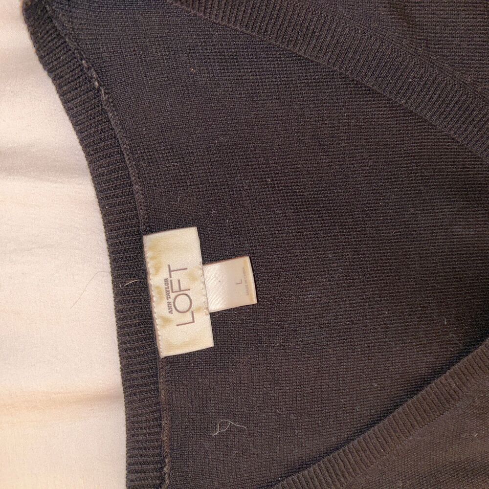 Ann Taylor Loft Black V Neck 34 Sleeve Pullover Sweater Size Large - Picture 4 of 6